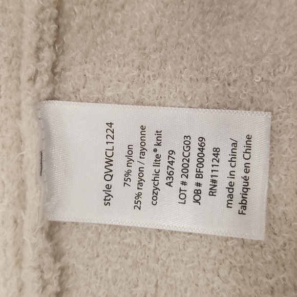 💕BAREFOOT DREAMS CozyChic Lite Double Knit Notch Collar Cardigan Bisque L NWT - Picture 11 of 12